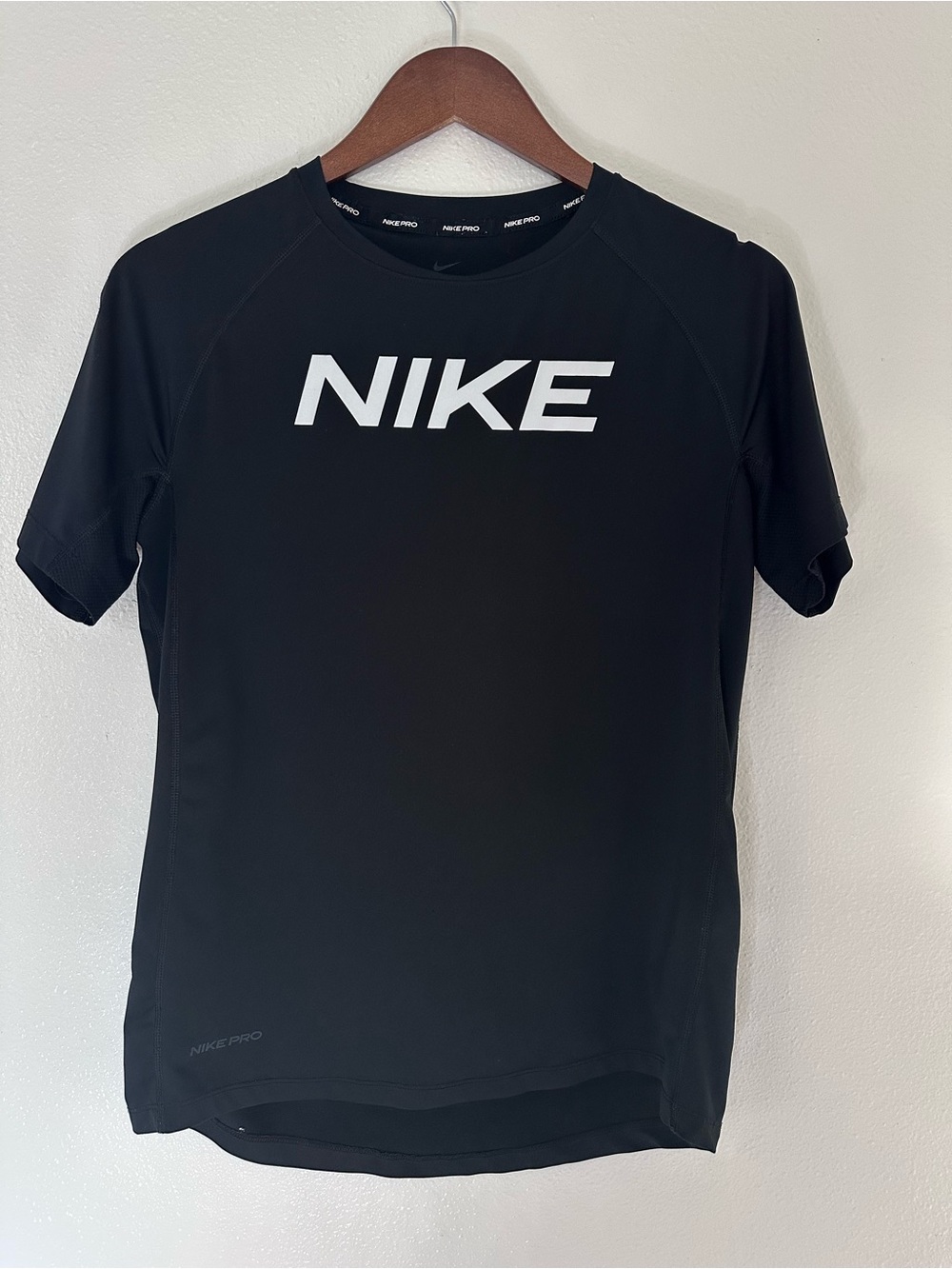 Nike Black Short Sleeve Performance Tee with White Logo